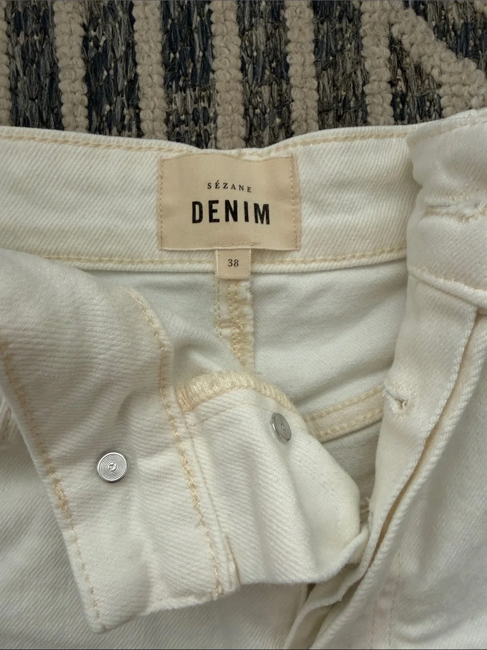 Sezane White High-Rise Denim Shorts